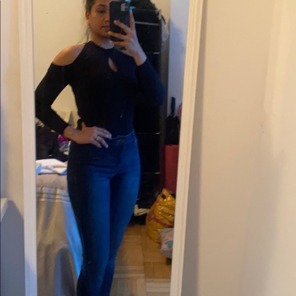 Black cold shoulder cutout top from lulus